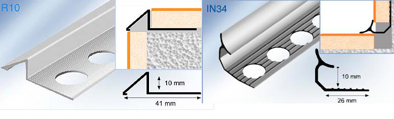 Profilé rattrapage de niveau-profilé angle rentrant aluminium